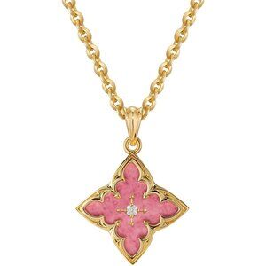 Gold Clover Necklace Women Dainty 14K Gold Pink Rhodnit Pendant Adjustable Chain